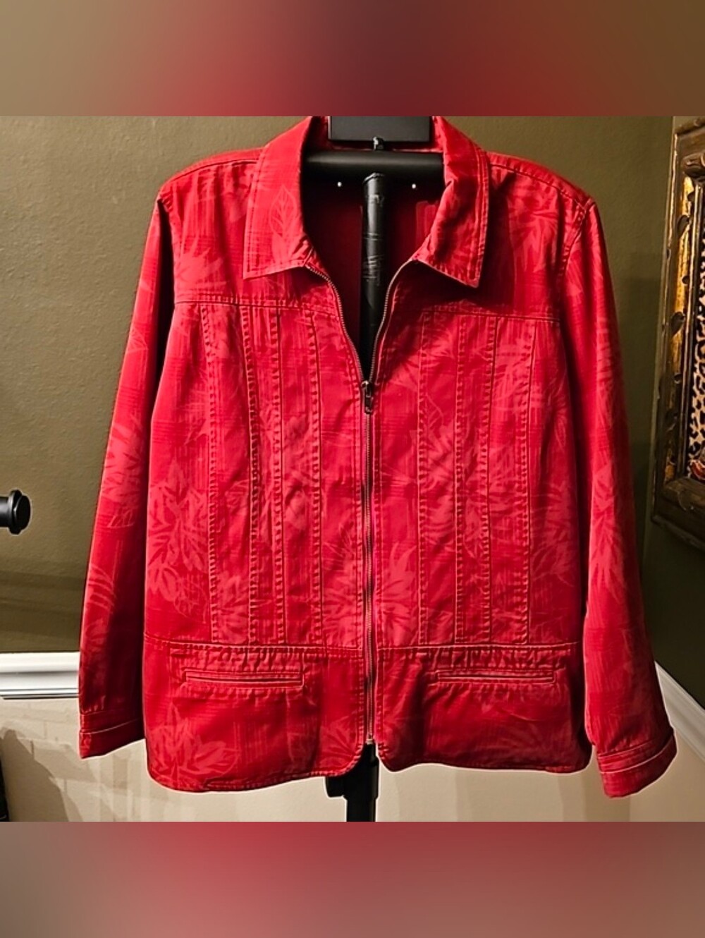 CJ BANKS Stone Washed Denim Zippered Jacket w Double Front Pockets